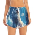 thumbnail image 2 of KLL Clear Sky Blue Cat Pattern Shorts Women,Athletic Shorts High Waisted Running Shorts Pocket Sporty Short Gym Elastic Workout Shorts-XX-Large, 2 of 7