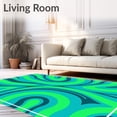 thumbnail image 2 of ODIKA 8'x10' Machine Washable Non-Slip Area Rug, Abstract Ripple with Radiating Wave Forms and Subtle Ombre Effects High Traffic Rug with Pad, Green, 525698, 2 of 8