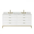 thumbnail image 2 of Water Creation Bristol 72" Wood Double Bathroom Vanity in Pure White & Gold, 2 of 6