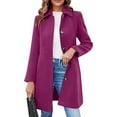 thumbnail image 4 of Elabch Winter Coats for Women Women's Elegant Single Breasted Coat Long Sleeve Mid Winter Overcoat Work Office Pea Coats Hot Pink S, 4 of 9