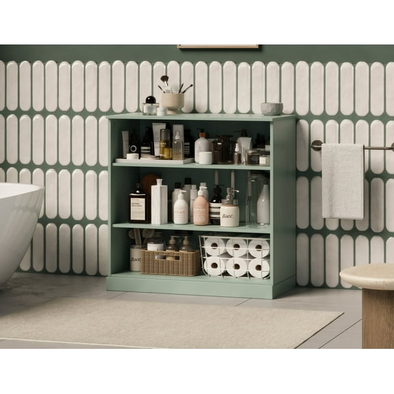 100% Solid Wood 32" Bathroom Cabinet with Adjustable Shelves