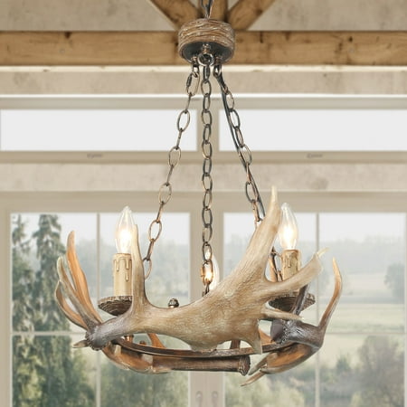 

LNC 3-Light Antler Chandelier Farmhouse Style in Antique Yellow Finished