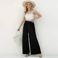 thumbnail image 6 of Women's Wide Leg Pants with Pockets Loose Palazzo Pants for Women Elastic Waist Dressy Casual Flowy Pants, 6 of 6