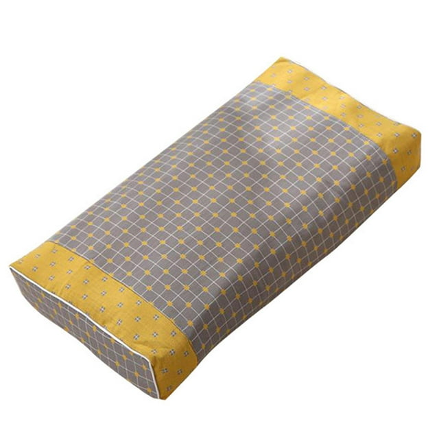Almohada Zulema de textura suave 25x48 cm Cuadrícula gris y amarilla