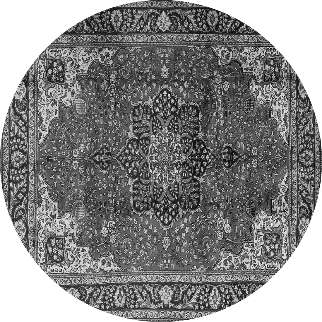 Ahgly Company Indoor Round Medallion Gray Traditional Area Rugs, 8