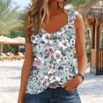 thumbnail image 4 of Women's Boho Floral Tank Top V Neck Sleeveless Loose Blouse With O-Ring Shoulder Detail & Flowy Hem Casual Dressy Tunic Shirt Graphic Camisole, 4 of 6