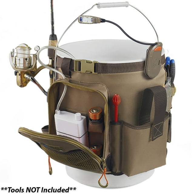 Wild River RIGGER Organizador de cubo de 5 galones con luz, soporte para alicates y cordón retráctil