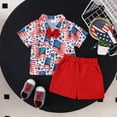 thumbnail image 2 of Toddler Boy Clothes Baby Boys Kids Spring Summer Solid Print Short Sleeved Casual 1t 2t 3t 4t 5t 6t Shirts Shorts Set Playwear 2-Piece, 2 of 6