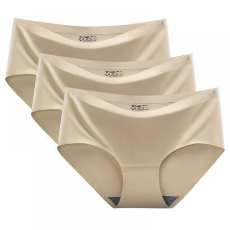 

3-Pack Womens Seamless Panties Ice Silk Soft Underwear Plus Size Bikini Panty Breathable Hipster Stretch Underpants