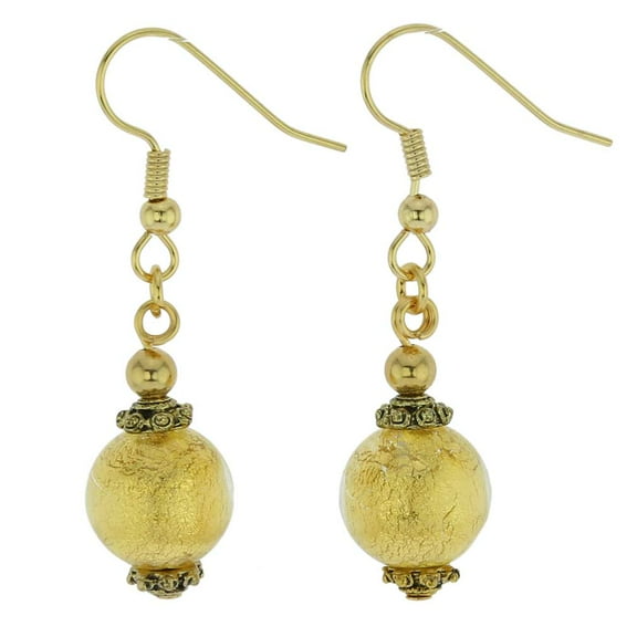 GlassOfVenice Murano Glass Antico Tesoro Balls Earrings -Gold