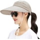 thumbnail image 2 of Sombreros de pesca con ala ancha y protección UV para mujer, sombrero de verano plegable con cola de caballo y solapa desmontable, 2 of 7