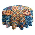 thumbnail image 4 of Round Waterproof Tablecloth 60×60 Inch, Mosaic Decorative Pattern Reusable Indoor/Outdoor Durable Table Cover for Party Kitchen Dinner Room Decor, 4 of 6