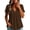 78Brown342, variant on XAOFW Womens T Shirts Solid Color V Neck Button Up Loose Fitting Short Sleeved T Shirt Stylish Top L