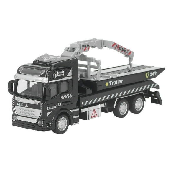 HLONK Police Tow Truck Model Metal Alloy 19.9cm Length Rescue Pullback Big Tow Trucks Model Toy For Boys Girls 3-6 Year Old