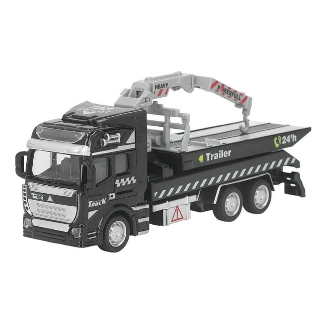 HLONK Police Tow Truck Model Metal Alloy 19.9cm Length Rescue Pullback Big Tow Trucks Model Toy