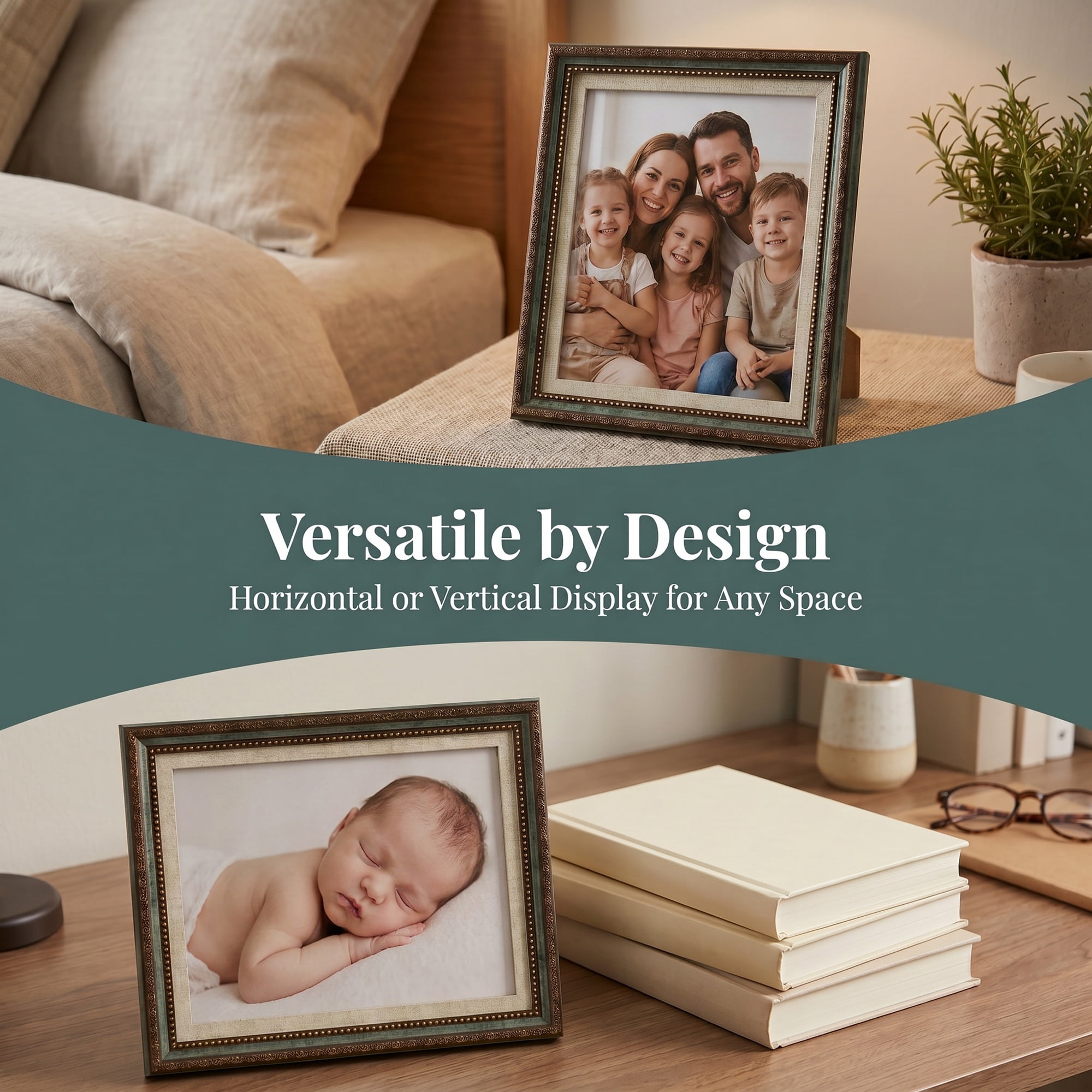 Unique Bargains Vintage Resin Picture Frame with HD Glass Green 4" x 6"