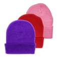 thumbnail image 2 of Empire Cove Cuffed Knit Beanie 3 Pack Set of Purple Red Pink, 2 of 4