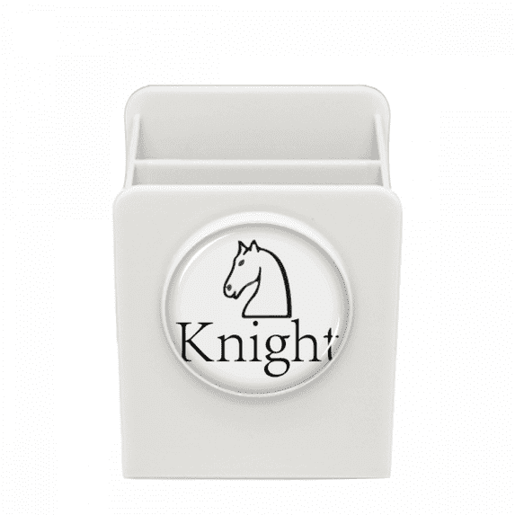 Knight White Word Chess Game Desk Pencil Holder Cup Pen Organizer