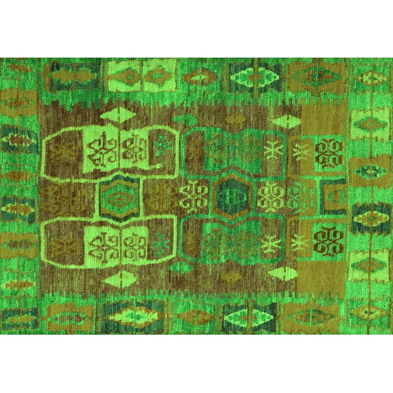 Ahgly Company Indoor Rectangle Abstract Green Modern Area Rugs, 5' x 8'