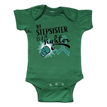 

Inktastic Ovarian Cancer Awareness My Stepsister is a Fighter Gift Baby Boy or Baby Girl Bodysuit