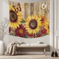 thumbnail image 5 of Sunflower Brown Wooden Tapestry for Bedroom Wall Hanging Tapestry, Vintage Flowers Butterfly Ceiling Backdrop Tapestries Poster Blanket Wall Decor for Teens Room Living Room Dorm 59" x 79", 5 of 8