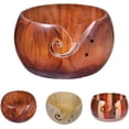 thumbnail image 3 of Wooden Yarn Bowl, Handcrafted Eco Friendly Wool Knitting Bowl with Carved Holes, DIY Available 15cm Yarn Storage Bowl for Knitwear, Sweater, Scarf (Coffee), 3 of 5