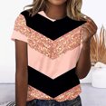 thumbnail image 1 of Fiudx Ofertas de La Semana Blusa Holgada Estampada con Cuello Redondo Retro de Manga Corta a La Moda para Mujer, 1 of 4