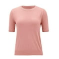 thumbnail image 4 of AherBiu Short Sleeve Tops for Women Sweater Pullover Tops Crewneck Comfy Warm Knitted Shirts Blouse, 4 of 6
