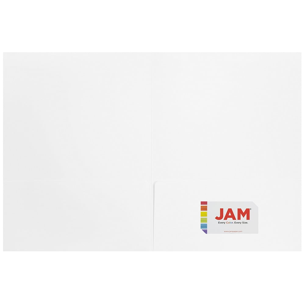 JAM Matte Two Pocket Folders, White, 100/Pack
