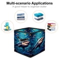 thumbnail image 2 of Starry Shark Foldable Storage Basket with Handle, 10.8"x10.5"x10.6", Large Capacity Organizer Bin - Toy Box, 2 of 6
