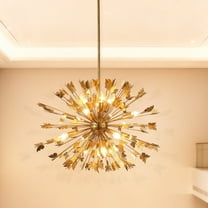 35" Modern Distressed Gold 14-Light Butterfly Sputnik Chandelier for Dining Room and Living Room