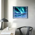 thumbnail image 4 of Acheng Northern Lights Wall Art Aurora Borealis Pictures Wall Decor Snow Mountain Landscape Paintings Blue Night Sky Scenery Canvas Window Frames Nature Artwork Modern Home Decor, 4 of 6