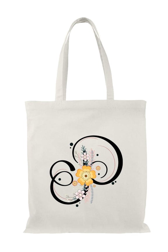 Letter P Flower Bouquet Tote Bag - Image by Shutterstock, One Size Cotton Canvas Tote Bag