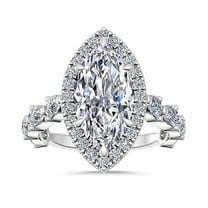 1.00 Carat Excellent Marquise Cut Natural Diamond Beautiful Solitaire with Accents Bridal Ring for Bride Solid 18K White Gold Size 5