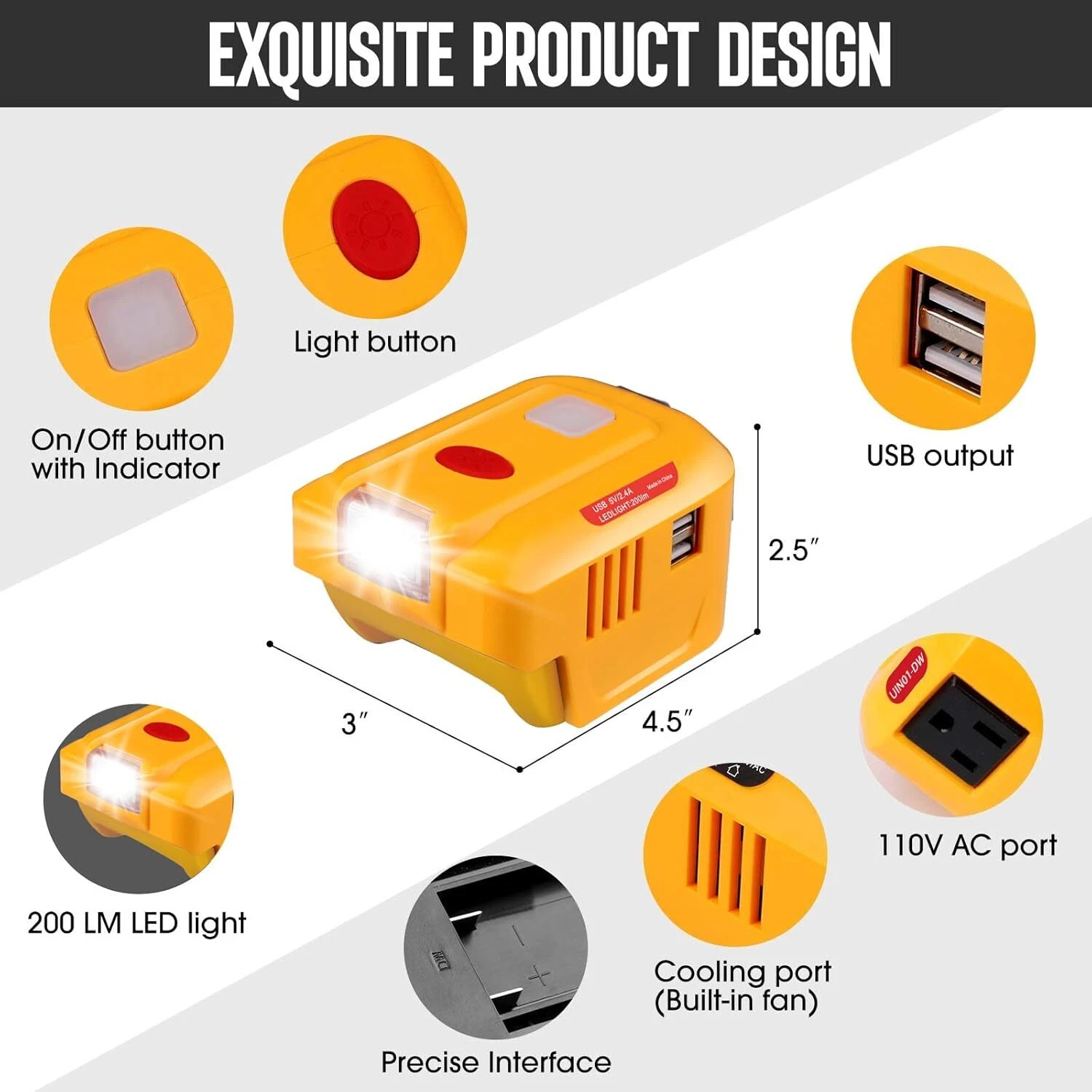 Power Inverter Generator for Dewalt Battery DC 20V to AC 110V 220V Power Station