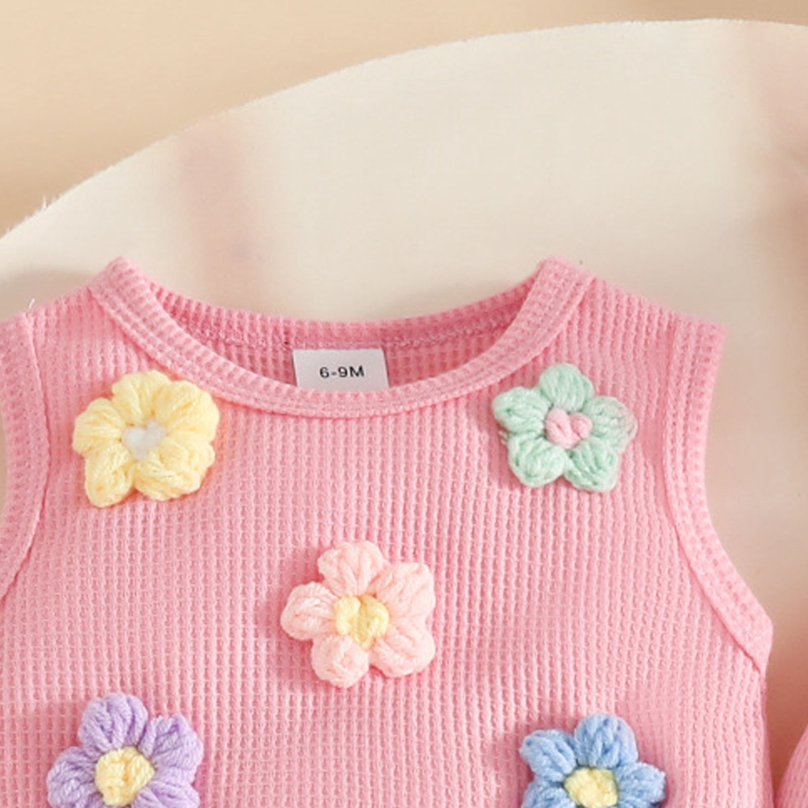 Faraee Toddler Baby Girl 2 Piece Summer Outfit Tassel Flower Cute Clothes Sleeveless Vest Tops Flare Leg Pants Casual Clohing Set Pink Size 12-18 Months