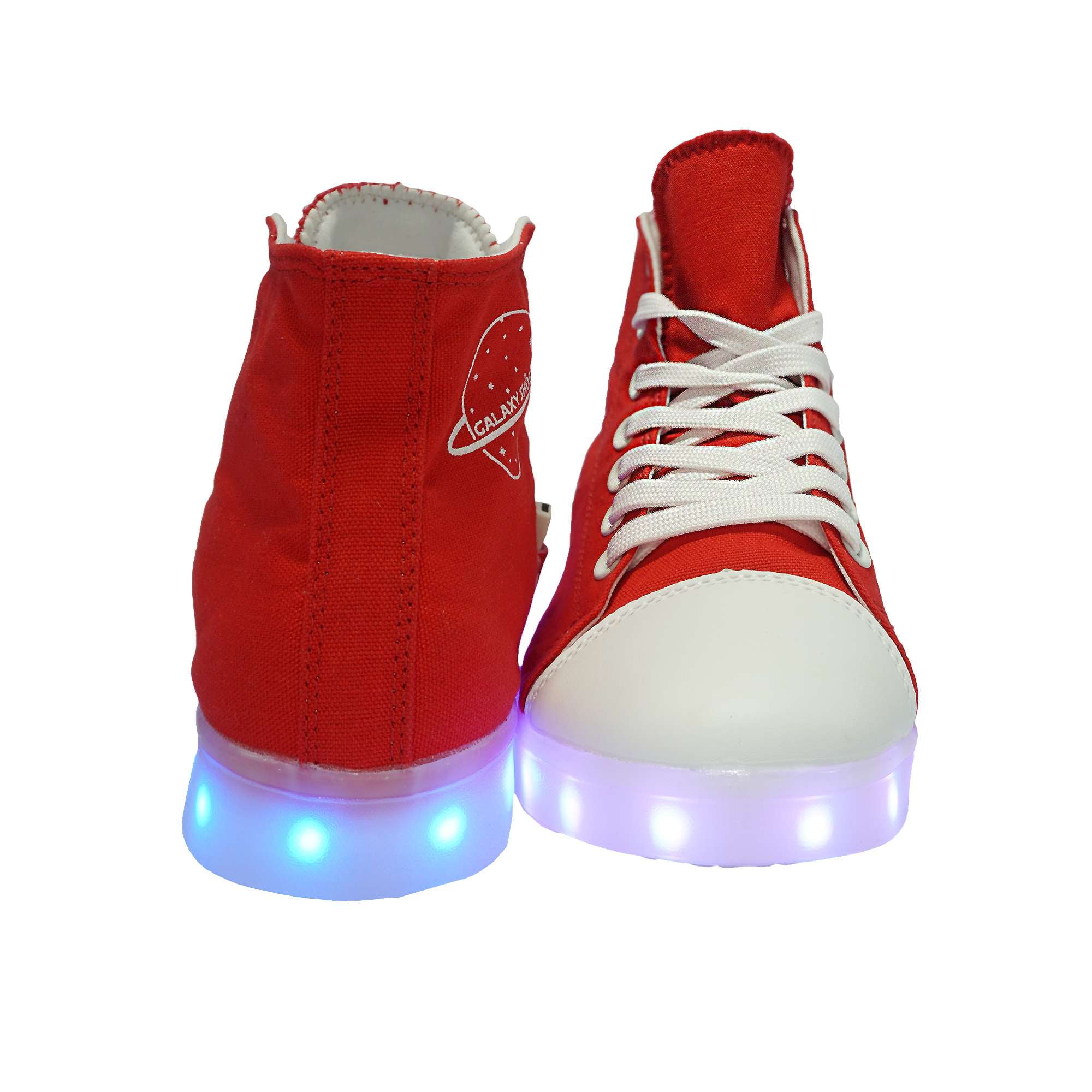Family Smiles LED Light Up Sneakers Hightop Women Red Shoes