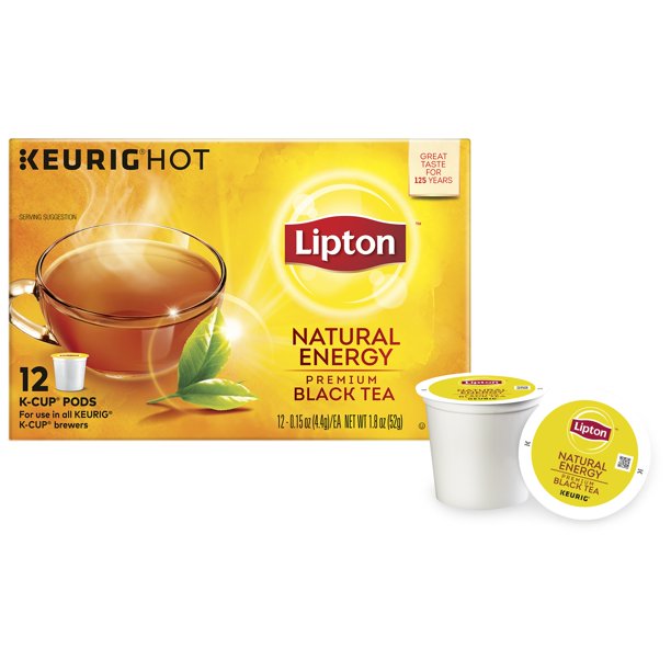 Lipton Natural Energy Premium Black Tea K-Cup Pods Made With Real Tea