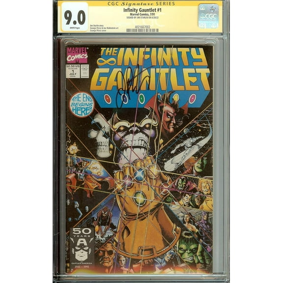 Infinity Gauntlet #1 Signed Jim Starlin CGC 9.0