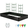 thumbnail image 2 of AMOBRO 8x4x1ft Outdoor Metal Raised Garden Bed Planter Box for Vegetables, Flowers, Herbs w/ 3 Tomato Cages Black, 2 of 7
