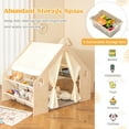 thumbnail image 4 of Infans 6-in-1 Kids Playhouse Wooden Play Tent w/Blackboard, Desk, Chair, 6 Storage Bins, 4 of 7