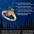 thumbnail image 2 of Gem Stone King 18K Yellow Gold Plated Silver Green Nano Emerald Pink Moissanite and Black Diamond Ring for Women (1.53 Cttw, Heart Shape 6MM, Gemstone May Birthstone, Size 7), 2 of 6
