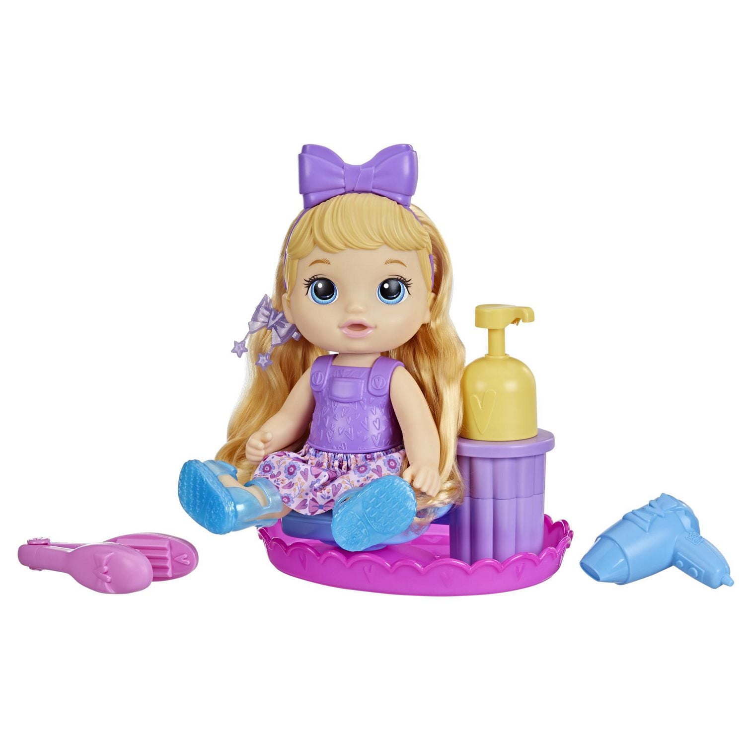 Baby Alive Sudsy Styling Doll, 12-Inch Toy for Kids 3 and Up, Salon Baby Doll Accessories, Bubble Solution, Blonde Hair, For ages 3+