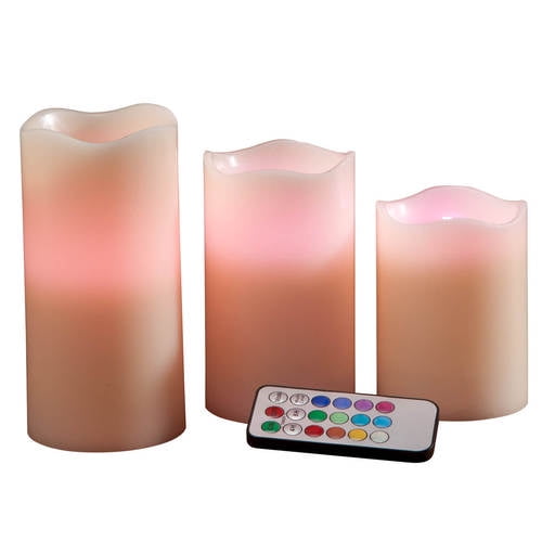 Color Changing LED Candles, Set of 3 with Remote