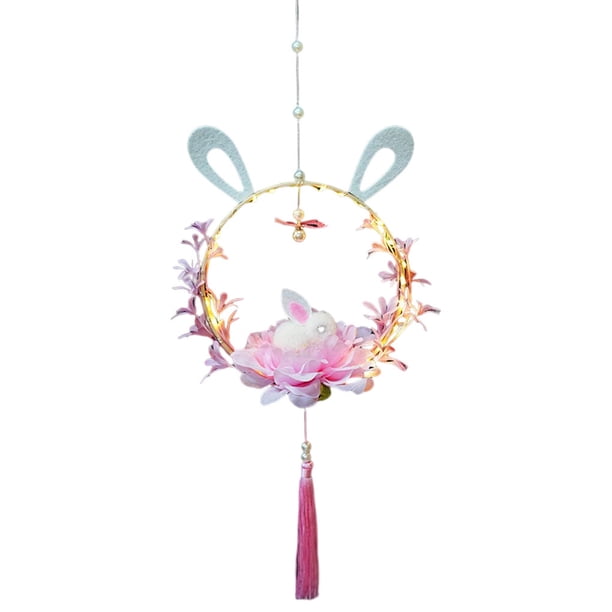 Bewildely Linterna de bricolaje para festivales, luz de estilo chino tradicional, bonita lámpara colgante artesanal, herramienta de iluminación Artesanía Rosado Rama Rosa