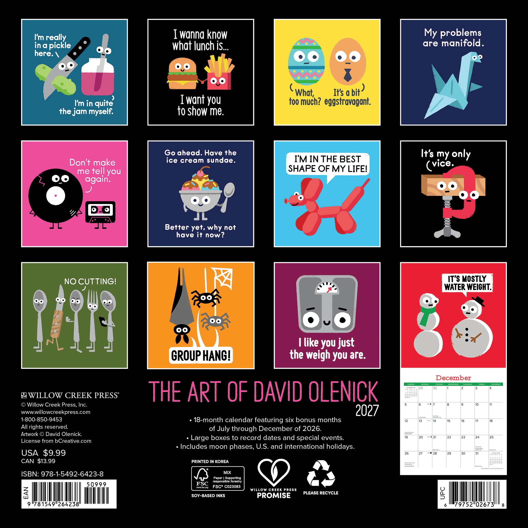 Willow Creek Press, The Art of David Olenick 2027 Mini Wall Calendar