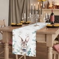 thumbnail image 3 of Easter Bunny Cotton Linen Table Runner for Dining Kitchen, Eucalyptus Leaves Cute Rabbit White Flowers Wedding Outdoor Party Tablerunners, Dresser Scarf Coffee Tablecloth Runners 13x48 Inches, 3 of 9
