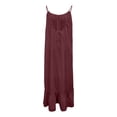 thumbnail image 7 of Women Summer Dresses Casual Loose Fit Sleeveless Spaghetti Strap Backless V-Neck Oversized Solid Color Pleated Maxi Dress Robe Classic Dailywear Vacation Beach Sundress, 7 of 7