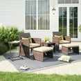 thumbnail image 5 of JOIVI 6 Piece Patio Wicker Furniture Set, Rattan Outdoor Chairs, with Beige Cushioned Ottoman, Resin Nesting Table, Modern Design, Beige & Brown, 5 of 10