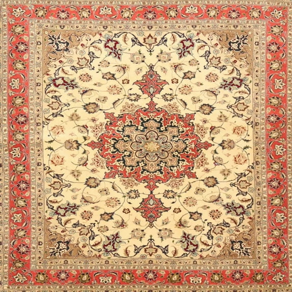 Ahgly Company Indoor Square Traditional Chocolate Brown Persian Area Rugs, 6' Square